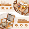 Acacia wood rocking chair with hand-woven PE rattan seat, perfect for backyard relaxation and outdoor use.