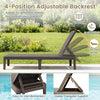 Adjustable lounger chair from the 3-piece patio set, featuring a rattan side table for outdoor relaxation.