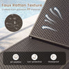 Faux rattan texture detail of the 3-piece patio set, crafted from premium PP material, waterproof and sun-protective.