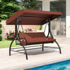 3-Piece Patio Swing with Canopy Removable Cushions and Side Pockets-Brown - Gallery View 1 of 11