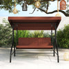 3-piece patio swing with adjustable canopy and removable brown cushions, perfect for backyard relaxation.