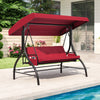 3-Piece Patio Swing with Canopy Removable Cushions and Side Pockets-Burgundy - Gallery View 1 of 11
