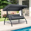 3-Piece Patio Swing with Canopy Removable Cushions and Side Pockets-Gray - Gallery View 1 of 11