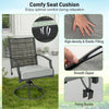 Patio swivel chair with soft seat cushion, ergonomic design, and durable PE rattan for backyard relaxation.