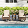 3 Piece Patio Swivel Rocker Set with Tempered Glass Side Table and Thick Cushions-Brown - Gallery View 1 of 10