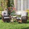3 Piece Patio Swivel Rocker Set with Tempered Glass Side Table and Thick Cushions-Gray - Gallery View 1 of 10