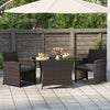 3 Piece Patio Wicker Dining Set with Rectangle Tempered Glass Dining Table-Gray - Gallery View 1 of 10