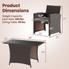 3-piece patio wicker dining set featuring a rectangle tempered glass table and ergonomic chairs for outdoor comfort.