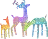Colorful 3D lighted deer family set with 343 RGB LED lights, perfect for festive outdoor decoration and app control.