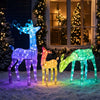 Colorful 3D lighted Christmas deer family set with RGB LED lights, perfect for festive outdoor decoration.