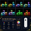 3-piece RGB lighted Christmas deer family set with 343 LED lights, app control, and 16 million color options for festive decor.