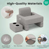 Extra large gray lap desk with ergonomic back pillow, breathable fabric, and cup holders for versatile reading and.