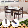3-piece toddler activity table set with solid rubber wood frame, featuring a large graffiti tabletop and two comfy chairs.