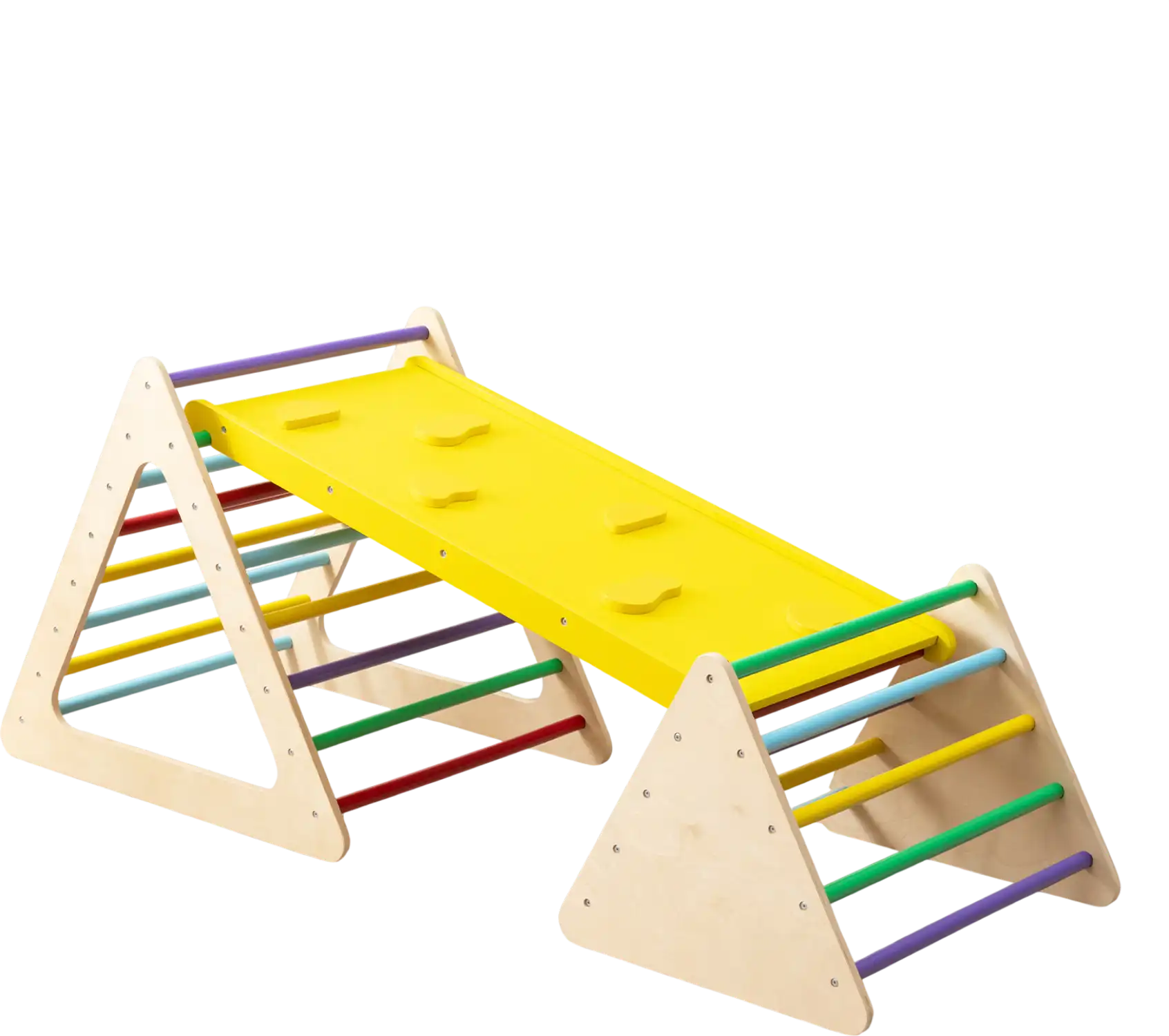 Costway 3 Piece Montessori Toddler Climbing Triangle Set w/ Ramp Colorful 731659284 New