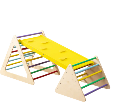 Costway 3 Piece Montessori Toddler Climbing Triangle Set w/ Ramp Colorful 731659284 New