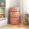 3-piece tree stump stool set with realistic wood grain, upholstered in PU leather, perfect for home or daycare use.