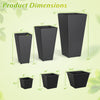 Set of three tapered black wicker planters made of PP rattan, ideal for indoor and outdoor plant display.