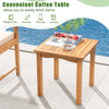 Square acacia wood coffee table with slatted design, perfect for outdoor use alongside the 3 piece patio furniture set.