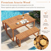 Acacia wood picnic set featuring a large table and two benches, perfect for outdoor dining and seating four people.