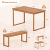 Acacia wood picnic set featuring a 49" outdoor dining table and two benches, ideal for patio seating for 4 people.