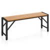 Acacia wood outdoor bench with slatted seat, 47.5" long, supports up to 800 lbs, ideal for backyard or patio use.