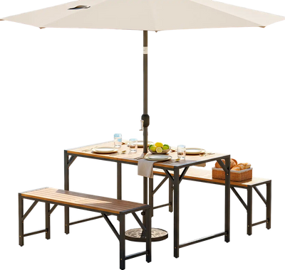 Costway Set of 2 Acacia Wood Outdoor Benches 47.5