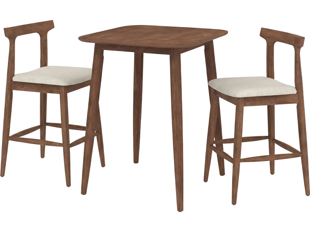 3 Pieces Bar Table and Chairs Counter Height Kitchen Table with 2 Bar Stools