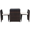 Cushioned wicker patio bistro set featuring a space-saving design, strong steel frame, ideal for outdoor relaxation.