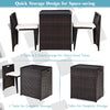 3-piece cushioned wicker patio bistro set with space-saving design, ideal for garden or poolside relaxation.