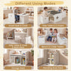 Kids table and chair set in white, featuring a chalkboard, ergonomic design, and space-saving storage for toddlers.