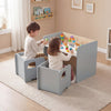 3 Pieces Kids Table and Chair Set with Space-saving Toddler Table and 2 Chairs-Gray - Gallery View 1 of 10