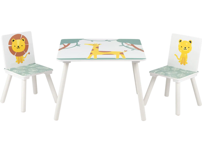 Costway 3-Pc Kids Table & Chairs Set Animal Patterns Ages 3-6 56885349 New