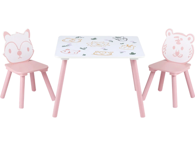 Costway 3-Piece Kids Table & Chairs Set Animal Pattern 32883489 New