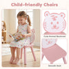 Child-friendly pink chair with a cute animal backrest, smooth seat, perfect for kids' activities and playtime.