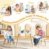 Kids wooden table and chair set with froggy design, ideal for eating, crafting, and drawing in playrooms or classrooms.