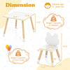 Dimensions of the 3 Pieces Kids Wooden Table and Chair Set with froggy design, suitable for ages 3+, with sturdy.
