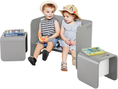 Costway 3-Piece Kids Wooden Table and Chair Set 43286719 New