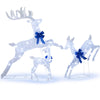 Lighted Christmas reindeer family set with 255 white lights, featuring vivid antlers and festive blue bows for outdoor.