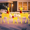 Lighted family deer set with 221 LED lights and decorative bows, perfect for festive outdoor decoration.