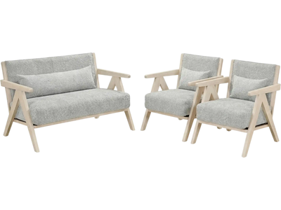 Costway 3-Pc Living Room Sofa Set Rubber Wood Frame 53139253 New