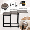 C-shaped 3-piece coffee end table set in oak with sturdy metal frame, ideal for compact living spaces.