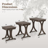 Nesting coffee table set dimensions showing three tables with solid rubber wood legs in brown for versatile interior.