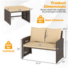 3-piece outdoor patio furniture set featuring a loveseat and two multifunctional ottomans with beige cushions for.