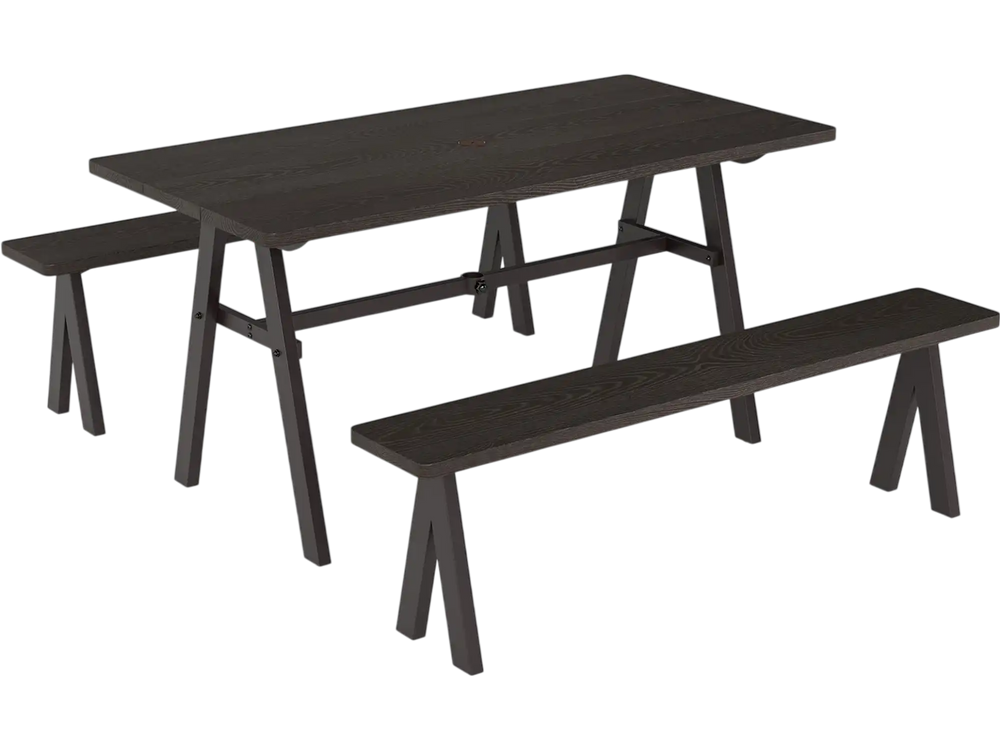 3 Pieces Outdoor Picnic Table and Benches Set for 6 People