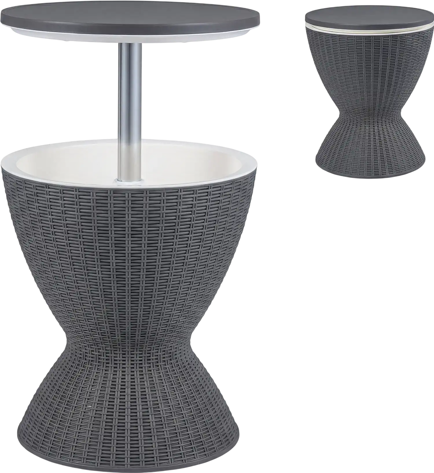 Costway 3-Pc Outdoor Rattan Bar Table Set Extendable Tabletop 95130678 New