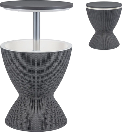 Costway 3-Pc Outdoor Rattan Bar Table Set Extendable Tabletop 95130678 New