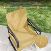 Handwoven PE rattan rocking chair with gray metal frame, featuring a thick cushion for comfort, ideal for outdoor.