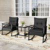 3 Pieces Outdoor Rattan Rocking Chairs Set with  2-Tier Side Table for Garden Backyard-Black - Gallery View 1 of 12