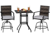 3 Pieces Outdoor Swivel Bar Set High Top Patio Bar Table and Rattan Wicker Chairs