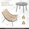 Cushioned Papasan chair from the 3-piece PE rattan conversation set, featuring a large scooped seat for outdoor.